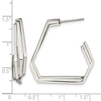 Stainless Steel Polished Geometric J-Hoop Earrings for Women