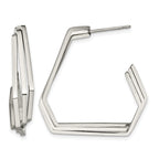 Stainless Steel Polished Geometric J-Hoop Earrings for Women