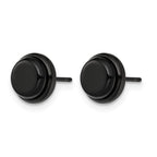 Stainless Steel Black Polished Button Earrings