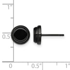 Stainless Steel Black Polished Button Earrings
