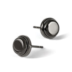Stainless Steel Black Polished Button Earrings