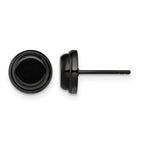 Stainless Steel Black Polished Button Earrings