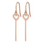 Stainless Steel Rose Gold-Tone Polished Heart Drop Dangle Earrings for Women