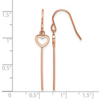 Stainless Steel Rose Gold-Tone Polished Heart Drop Dangle Earrings for Women