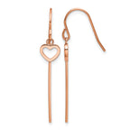 Stainless Steel Rose Gold-Tone Polished Heart Drop Dangle Earrings for Women
