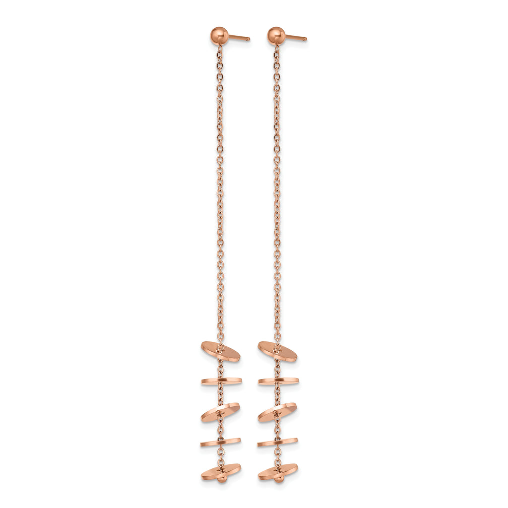 Stainless Steel Rose Gold-Tone Polished Drop Dangle Earrings for Women