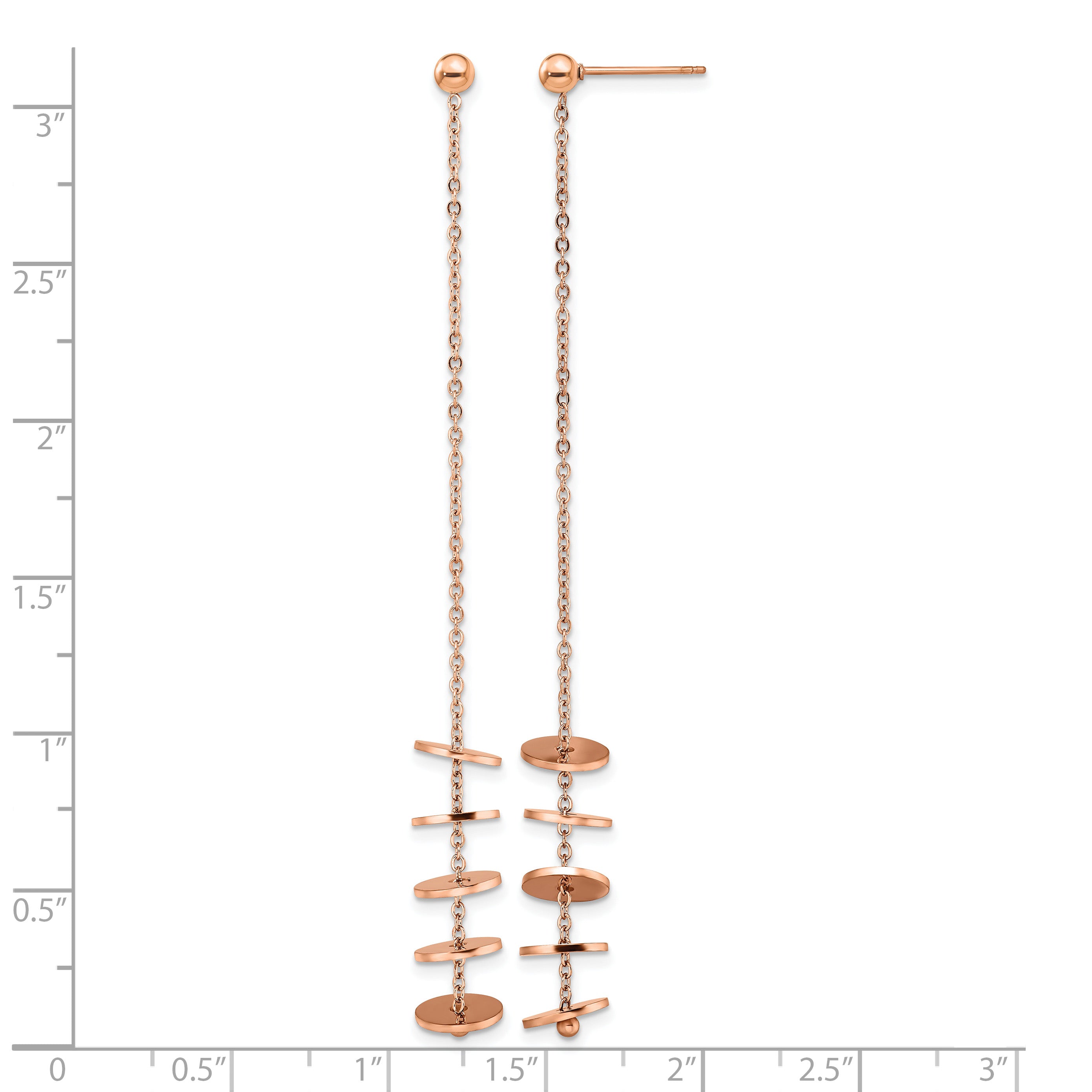 Stainless Steel Rose Gold-Tone Polished Drop Dangle Earrings for Women