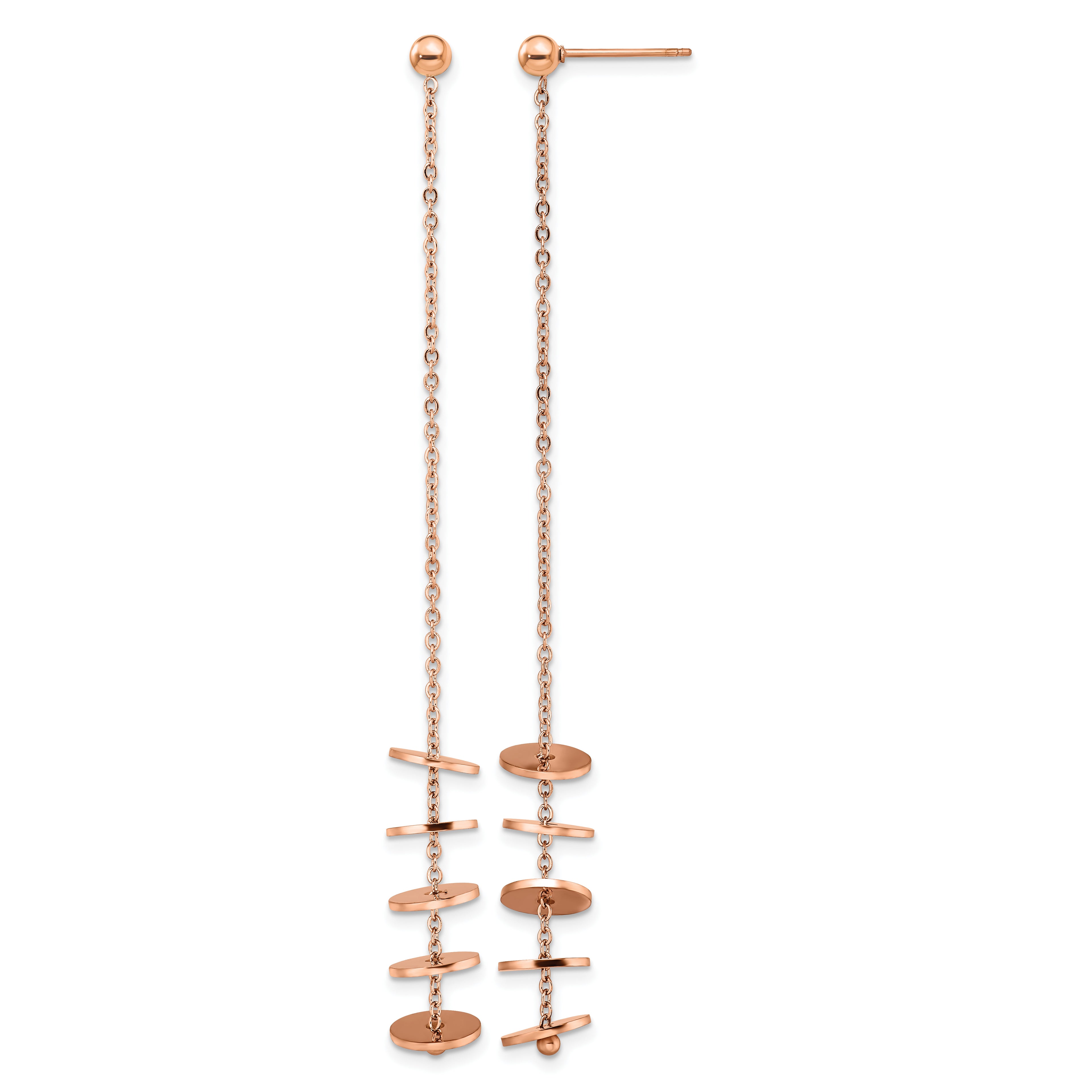 Stainless Steel Rose Gold-Tone Polished Drop Dangle Earrings for Women