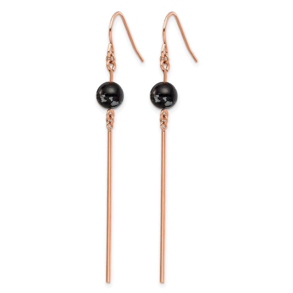 Stainless Steel Rose Gold-Tone Polished Drop Dangle Earrings for Women