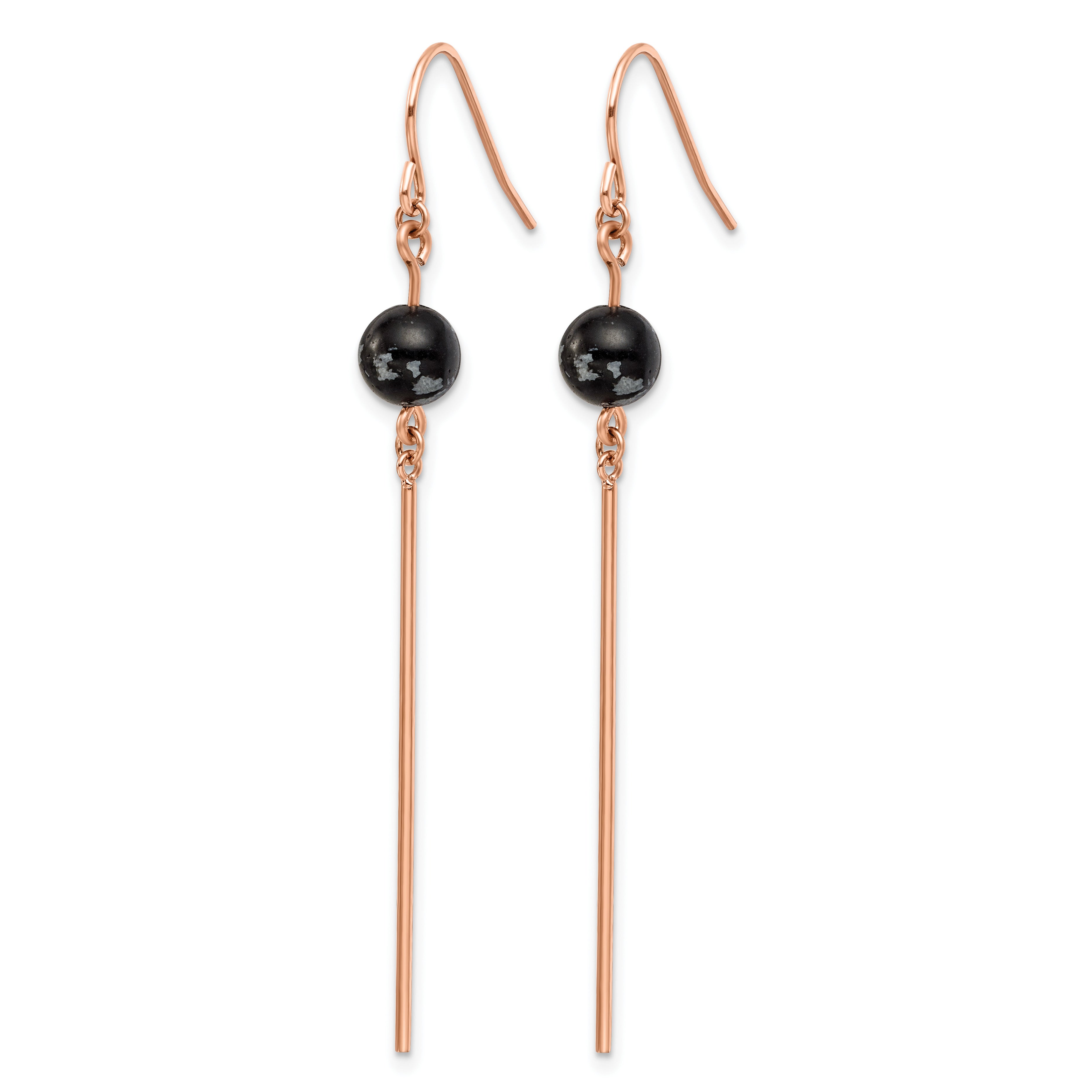 Stainless Steel Rose Gold-Tone Polished Drop Dangle Earrings for Women