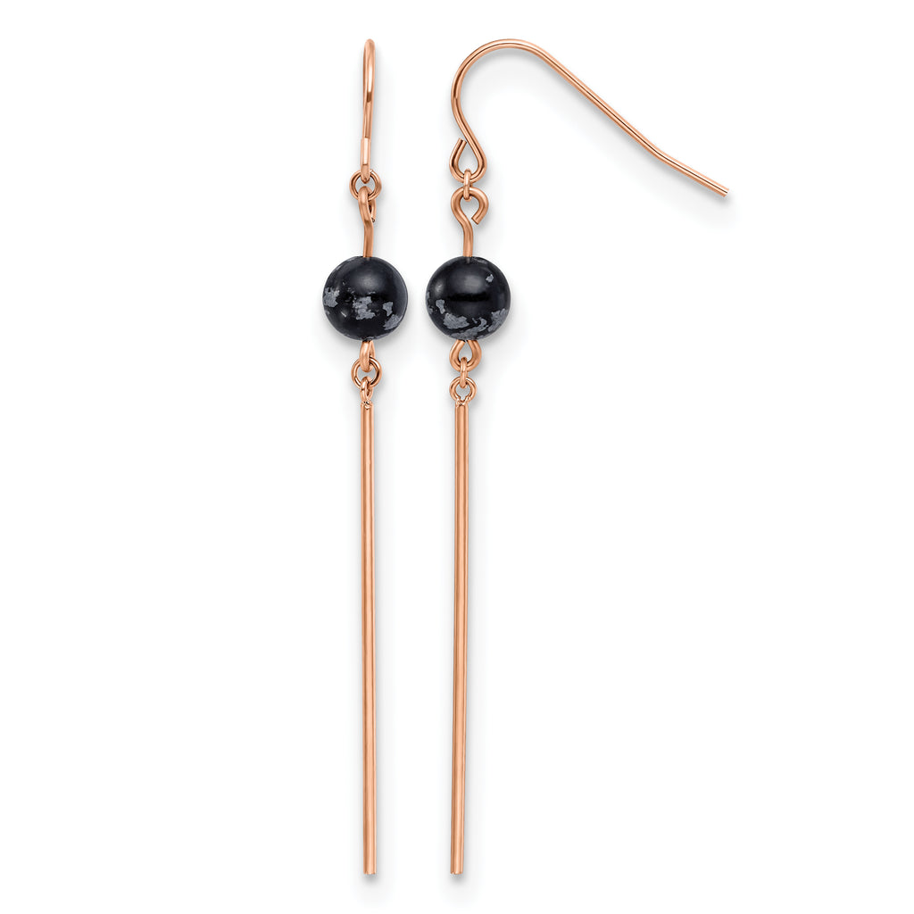 Stainless Steel Rose Gold-Tone Polished Drop Dangle Earrings for Women