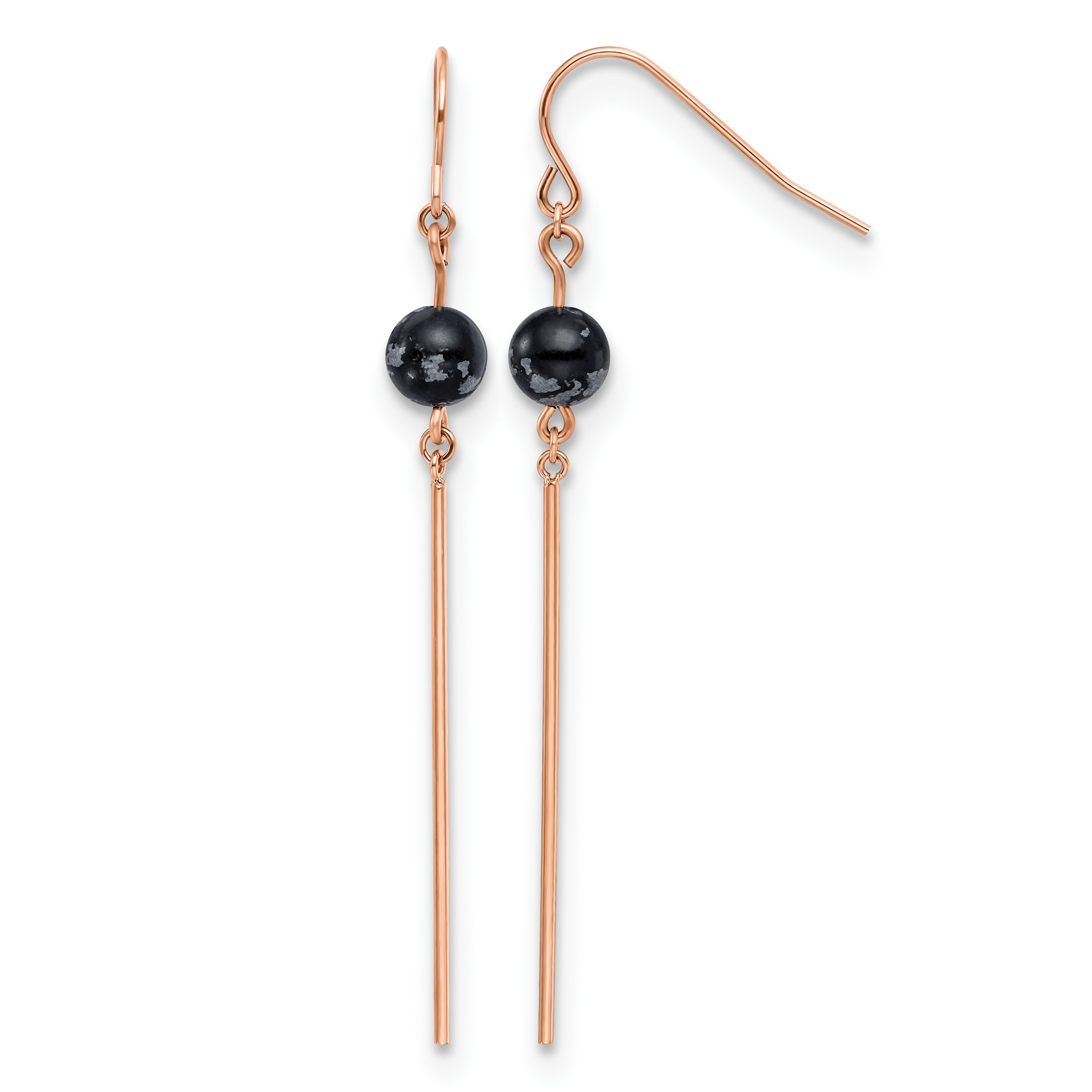 Stainless Steel Rose Gold-Tone Polished Drop Dangle Earrings for Women