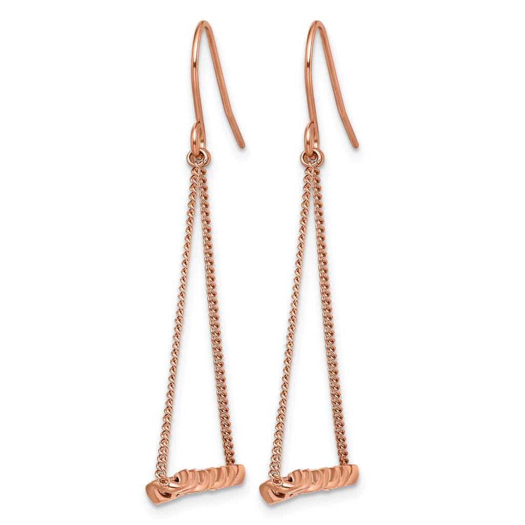 Stainless Steel Rose Gold-Tone Polished Twisted Drop Dangle Earrings for Women