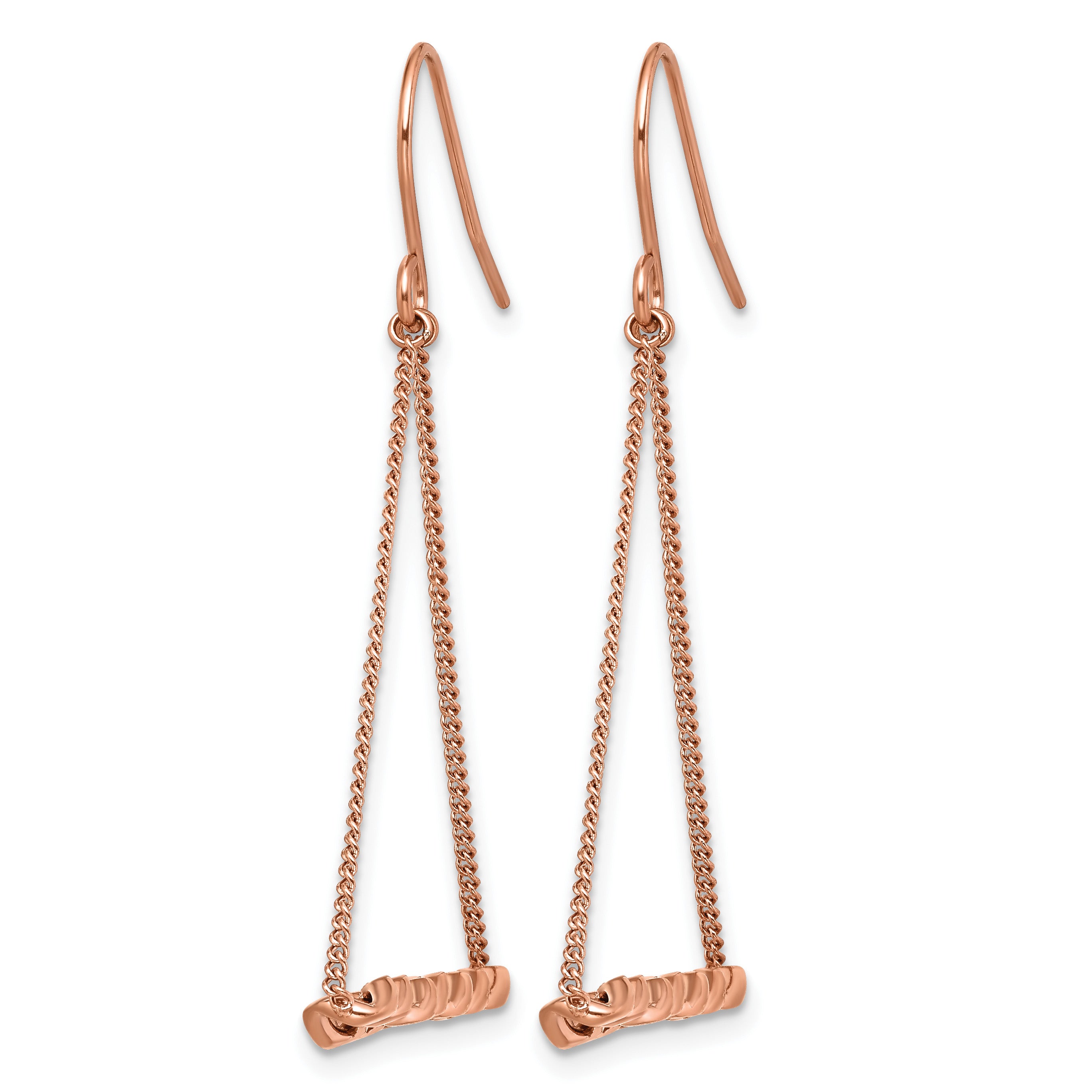 Stainless Steel Rose Gold-Tone Polished Twisted Drop Dangle Earrings for Women