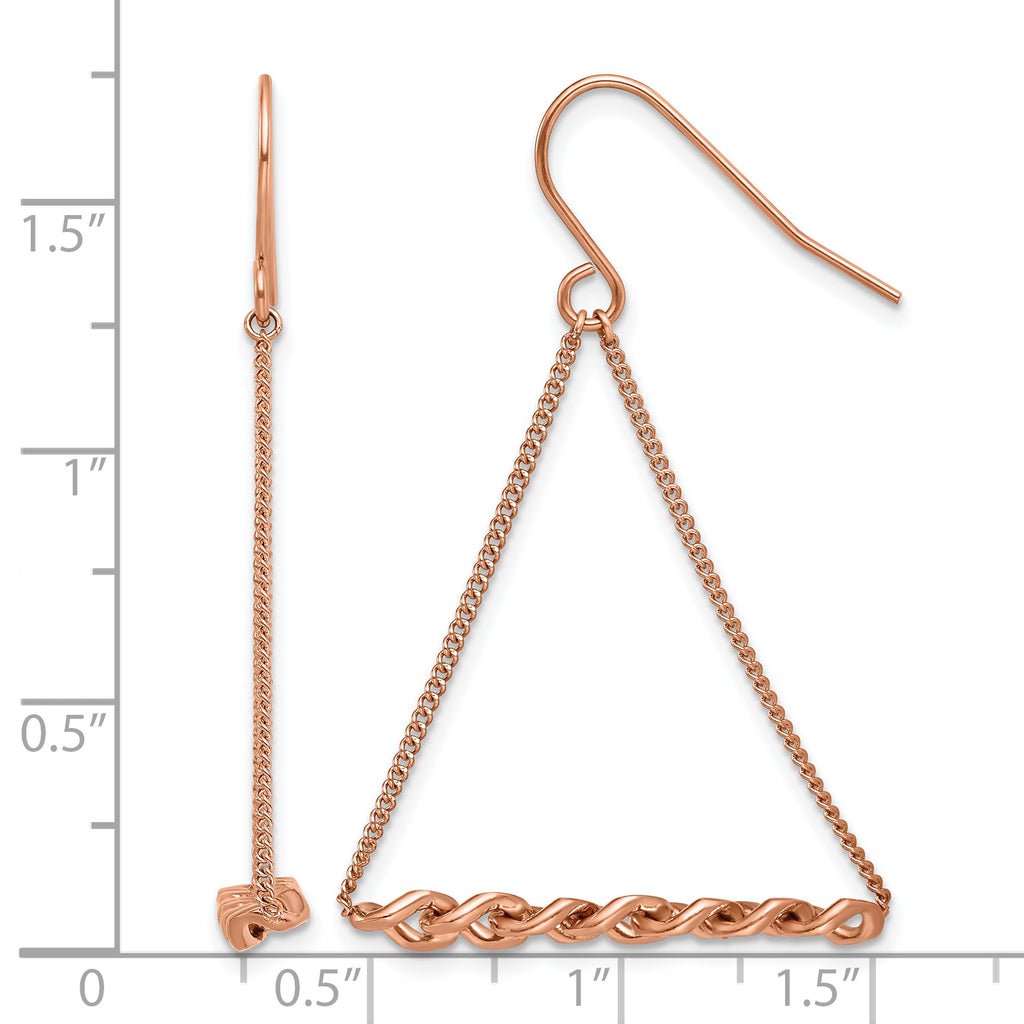 Stainless Steel Rose Gold-Tone Polished Twisted Drop Dangle Earrings for Women