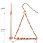 Stainless Steel Rose Gold-Tone Polished Twisted Drop Dangle Earrings for Women