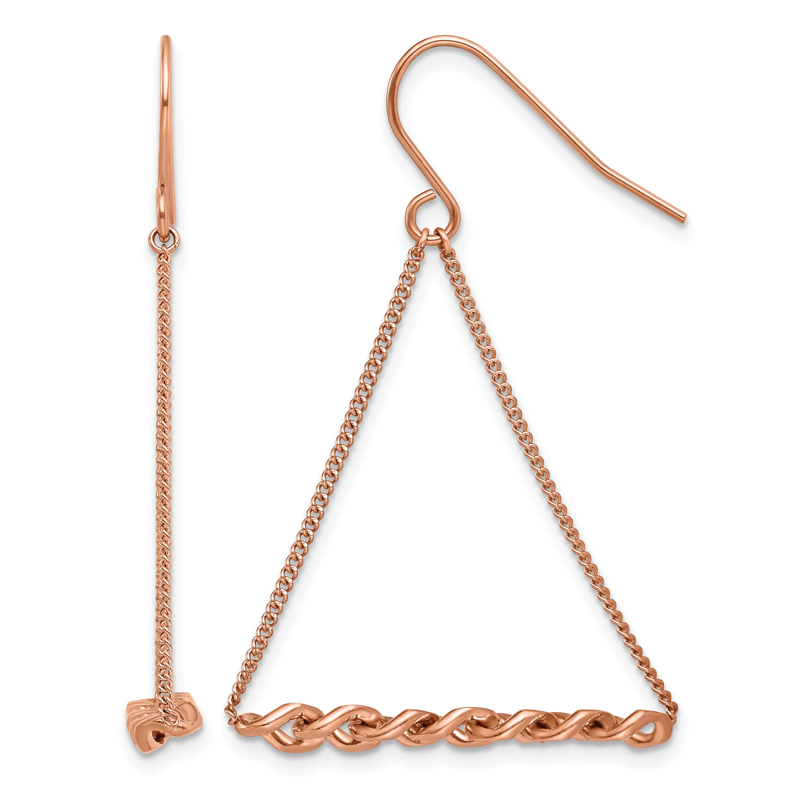 Stainless Steel Rose Gold-Tone Polished Twisted Drop Dangle Earrings for Women Main image