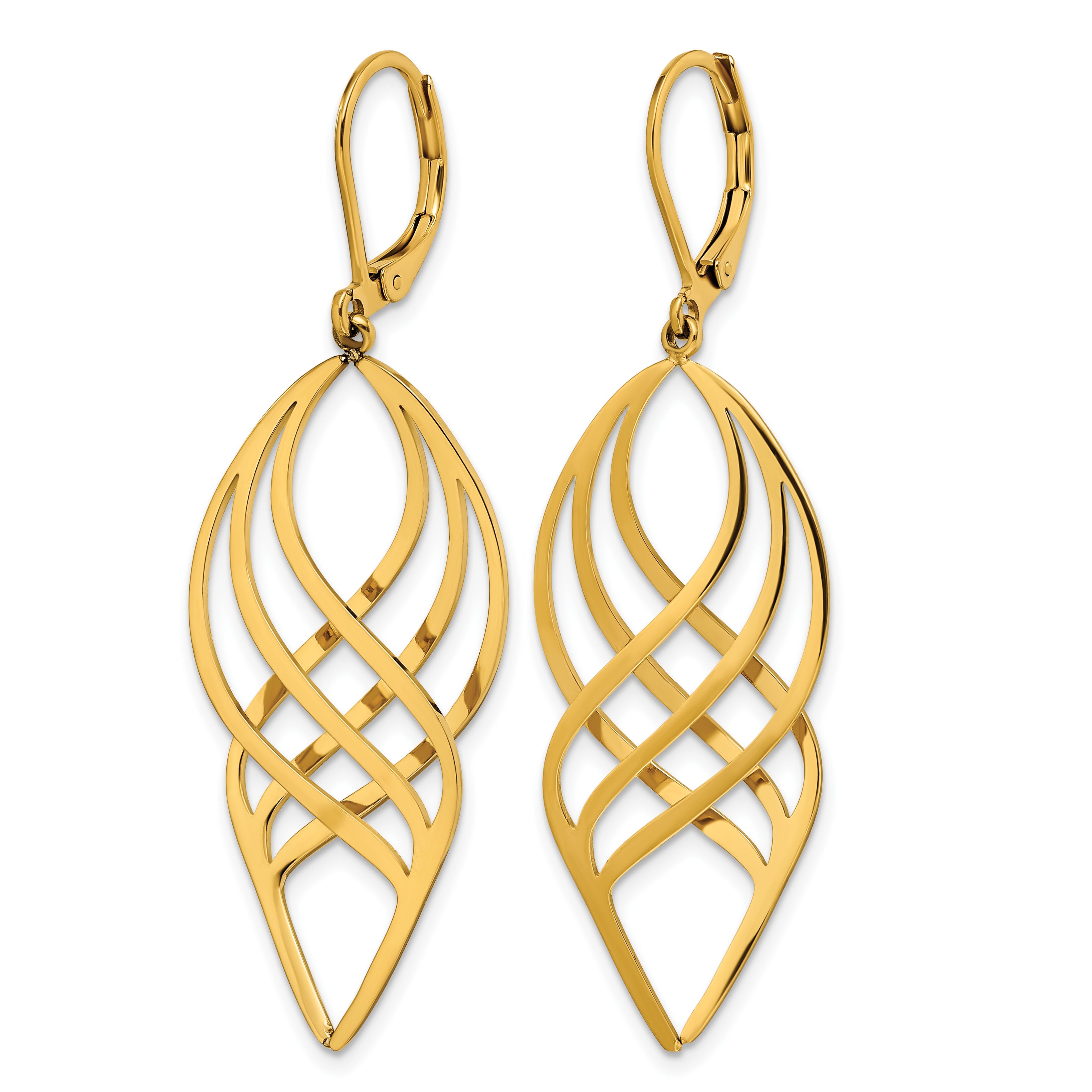 Stainless Steel Gold-Tone Polished Twisted Drop Dangle Earrings for Women