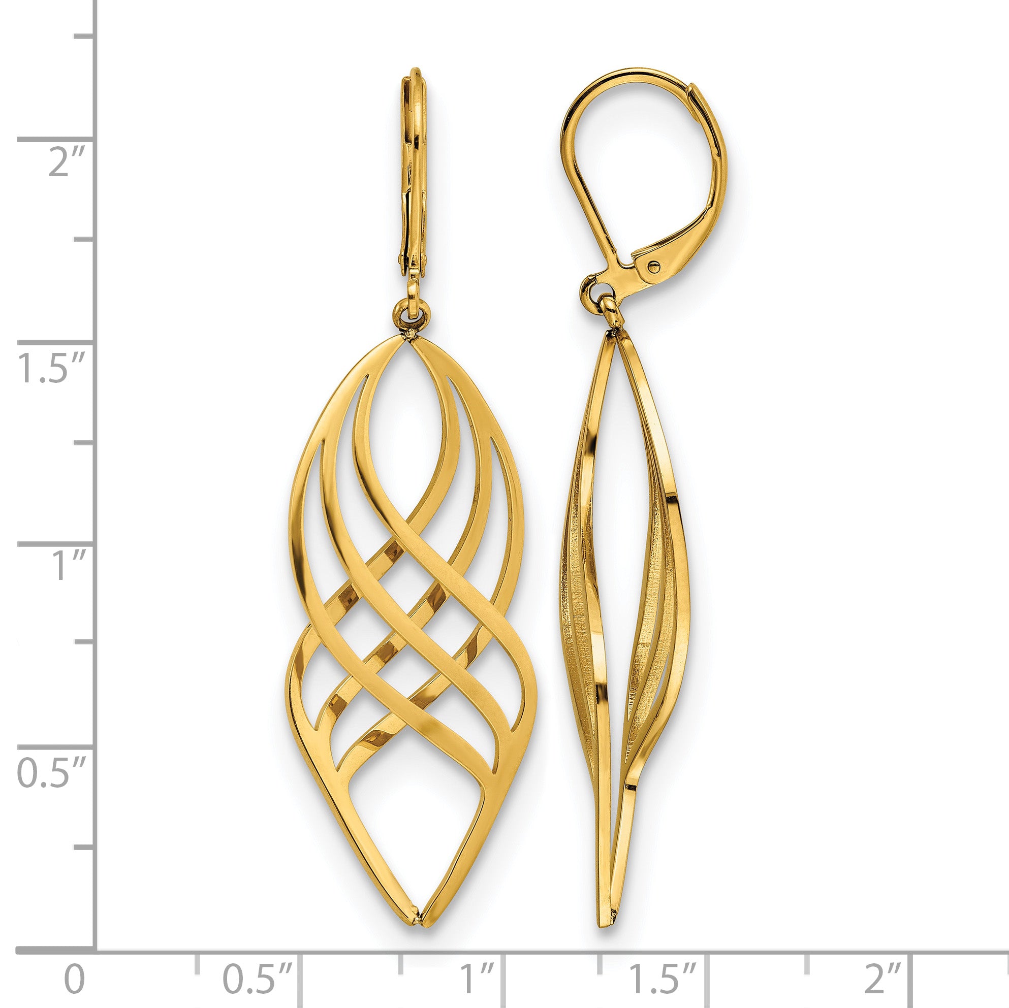 Stainless Steel Gold-Tone Polished Twisted Drop Dangle Earrings for Women