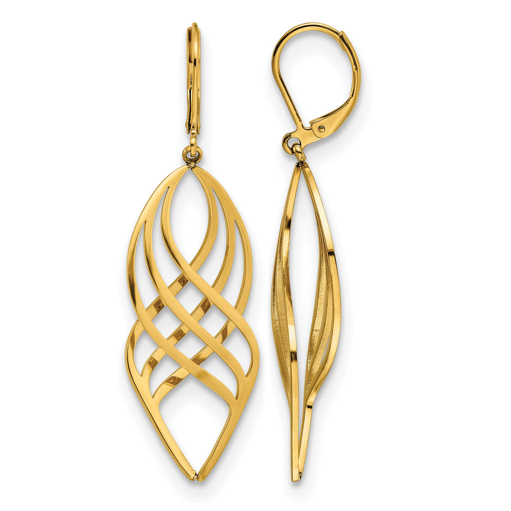 Stainless Steel Gold-Tone Polished Twisted Drop Dangle Earrings for Women