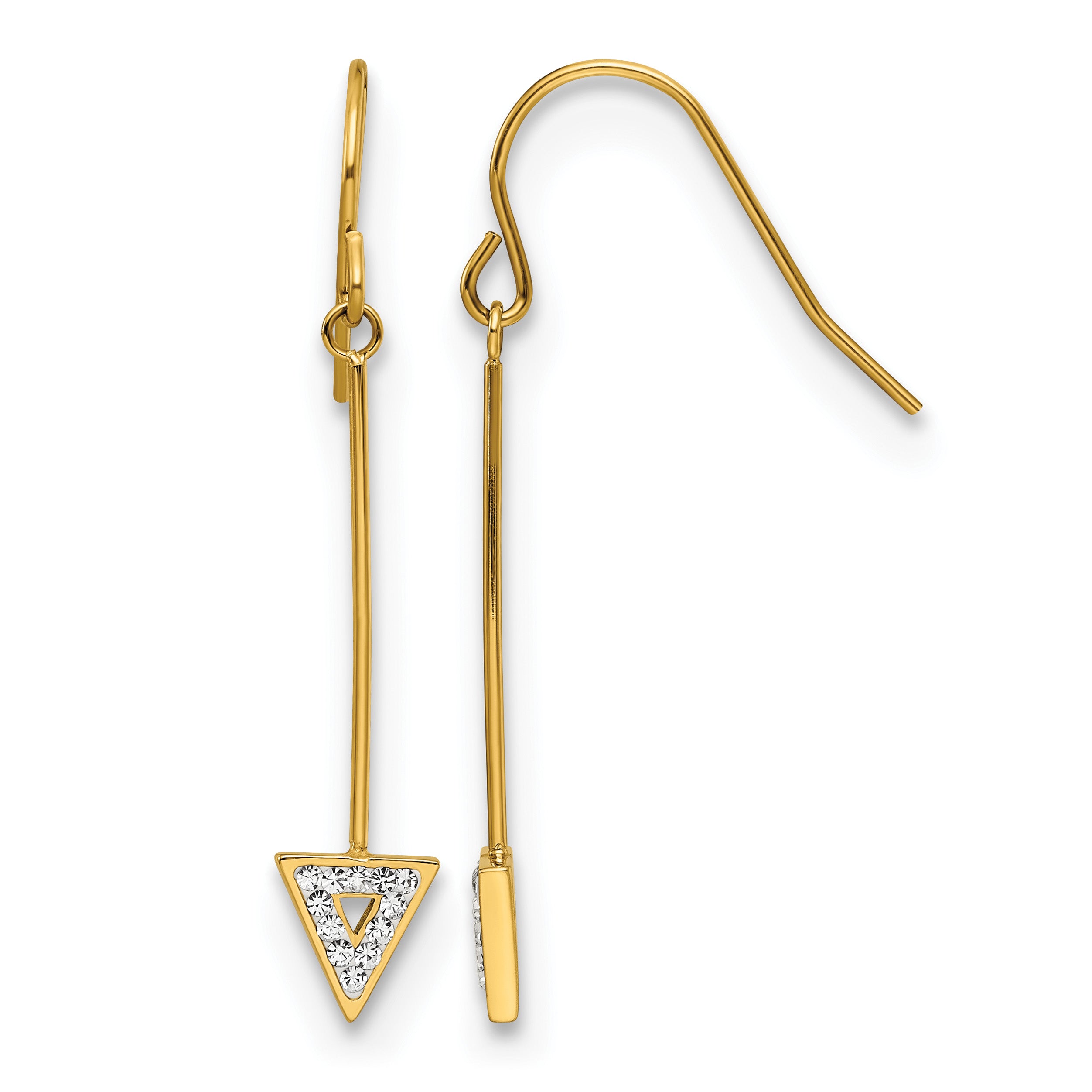 Stainless Steel Ion-Plated Polished Lab-Created Crystal Drop Dangle Earrings for Women