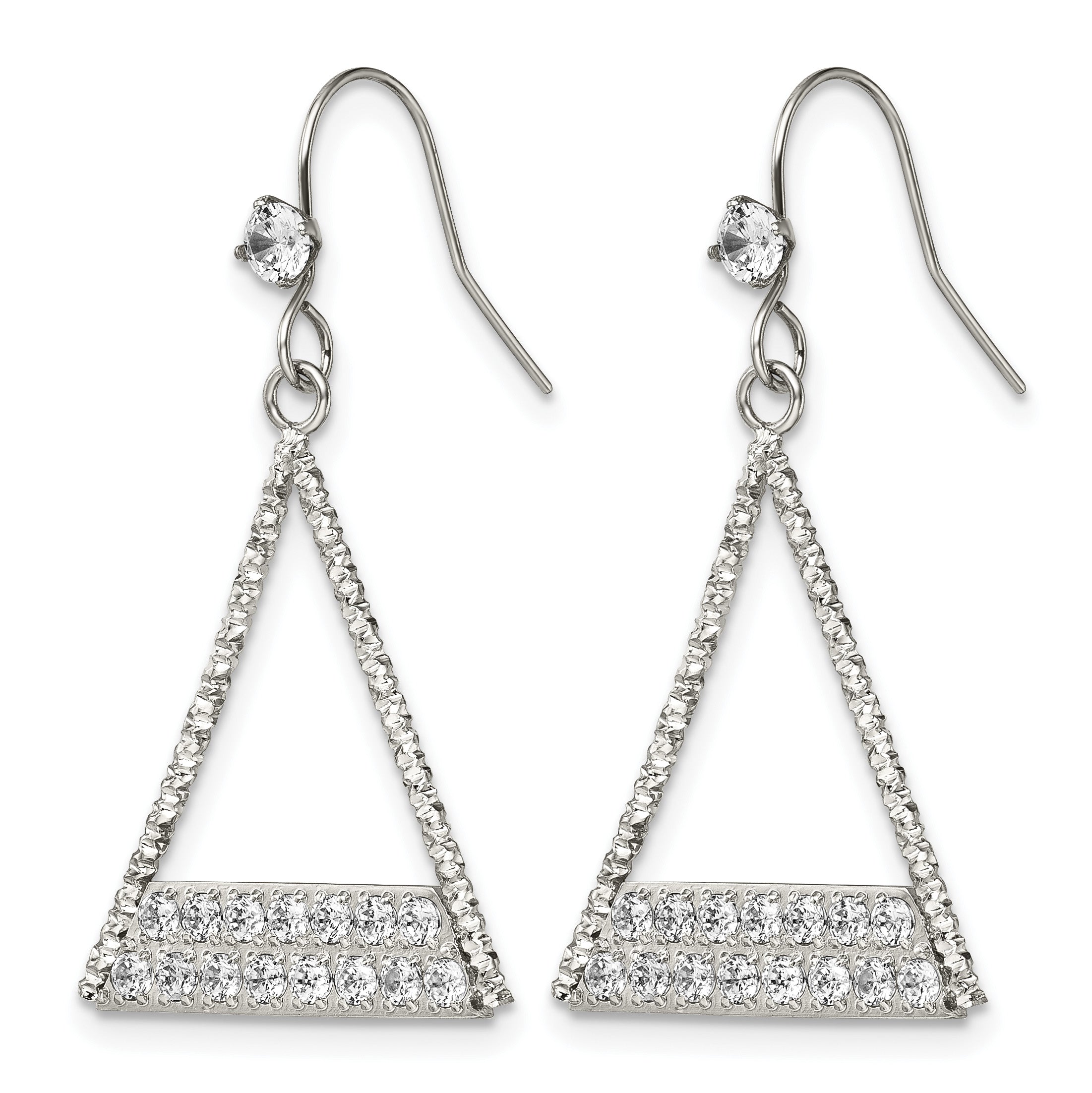 Stainless Steel Polished Cubic Zirconia Drop Dangle Earrings for Women Secondary image