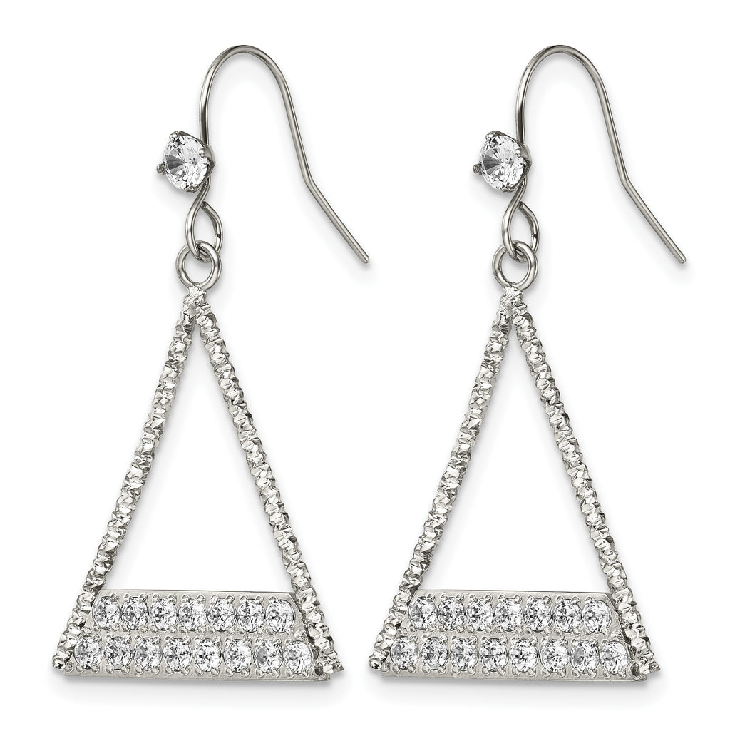 Stainless Steel Polished Cubic Zirconia Drop Dangle Earrings for Women