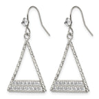 Stainless Steel Polished Cubic Zirconia Drop Dangle Earrings for Women