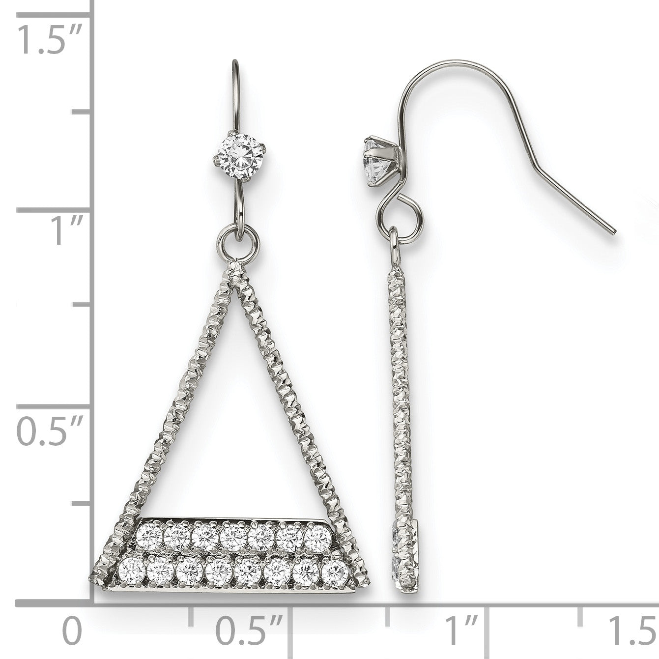 Stainless Steel Polished Cubic Zirconia Drop Dangle Earrings for Women