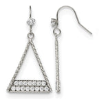 Stainless Steel Polished Cubic Zirconia Drop Dangle Earrings for Women