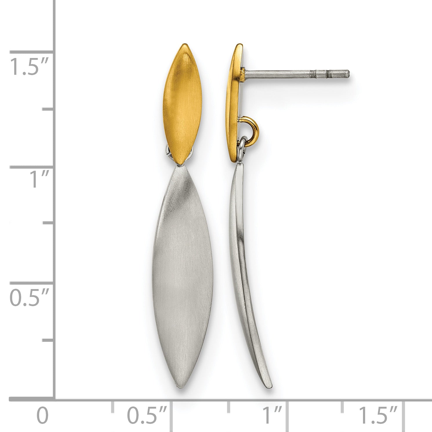 Stainless Steel Gold-Tone Brushed Drop Dangle Earrings for Women