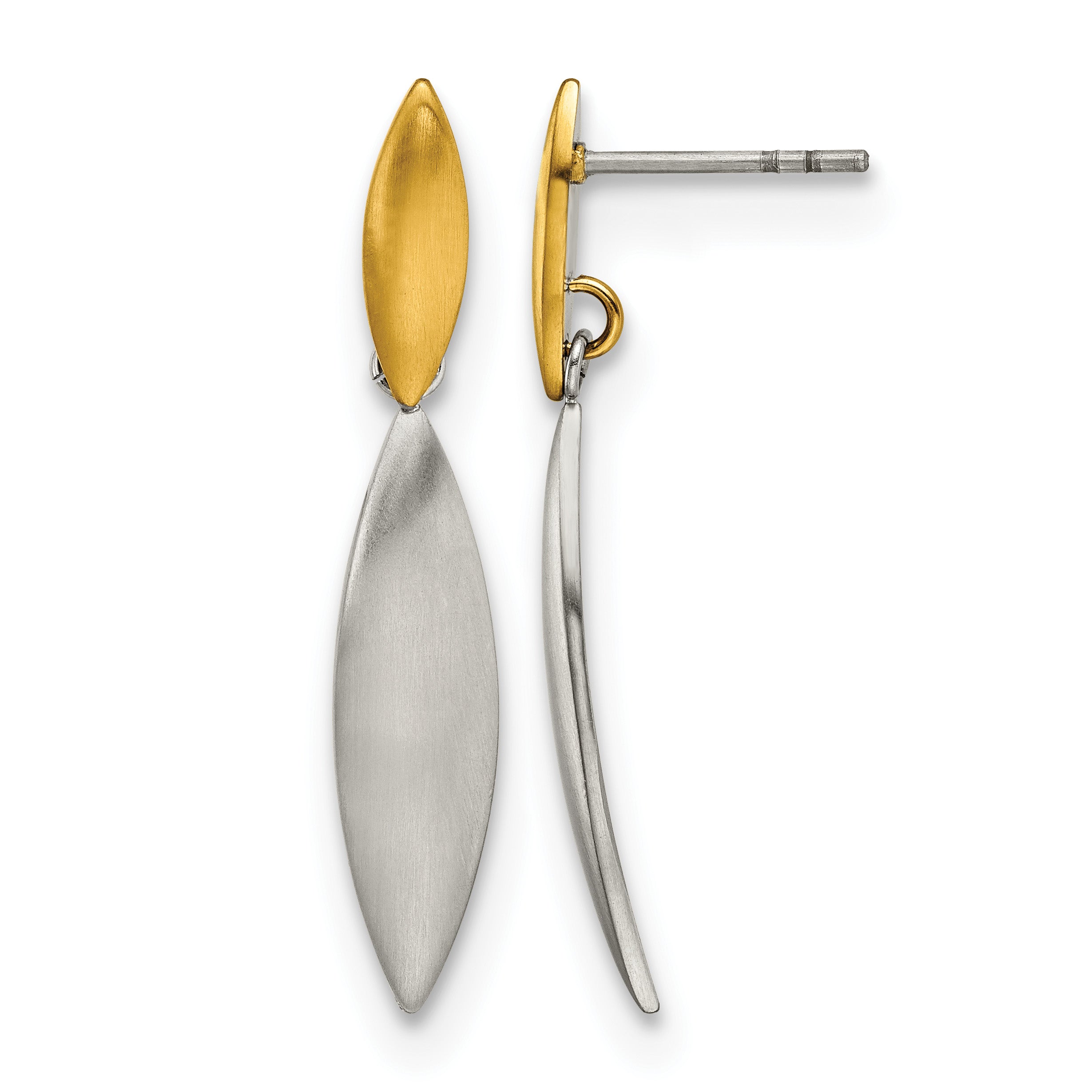 Stainless Steel Gold-Tone Brushed Drop Dangle Earrings for Women