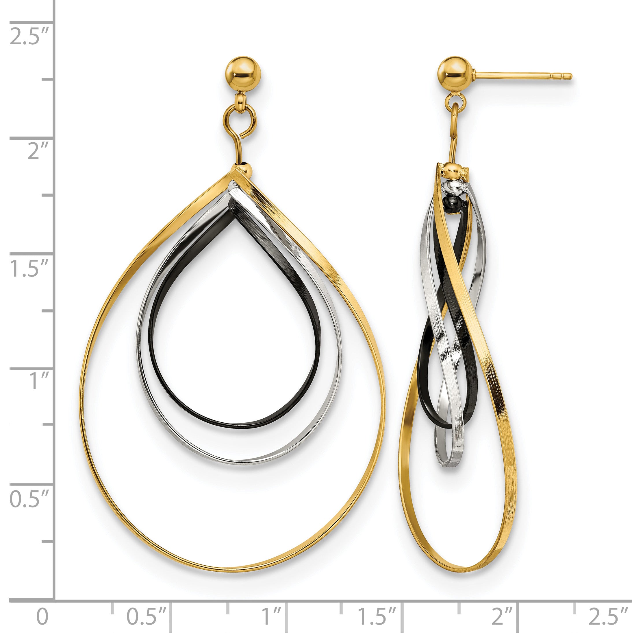 Stainless Steel Multi-Color Polished Twisted Drop Dangle Earrings for Women