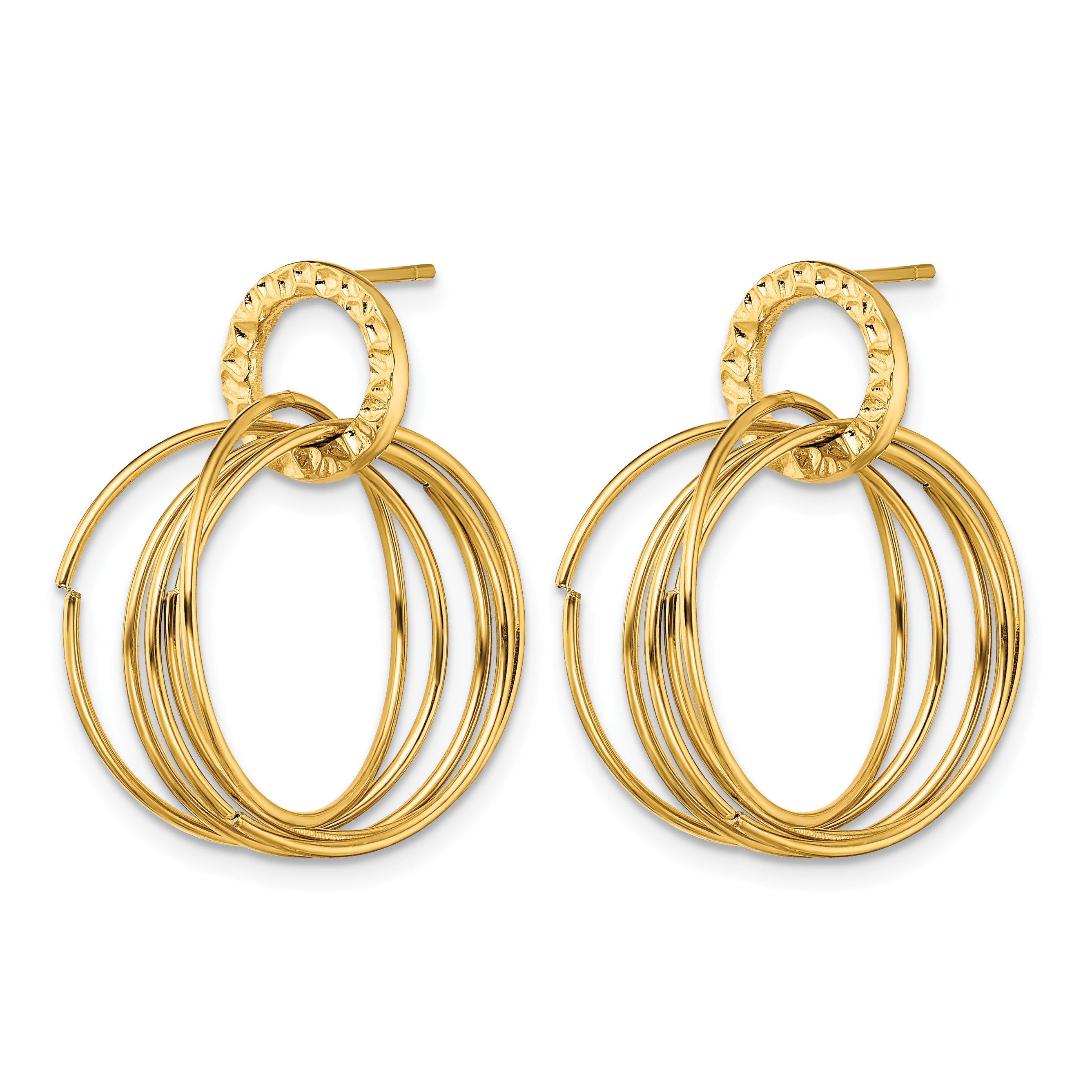 Stainless Steel Gold-Tone Polished Textured Drop Dangle Earrings for Women Secondary image