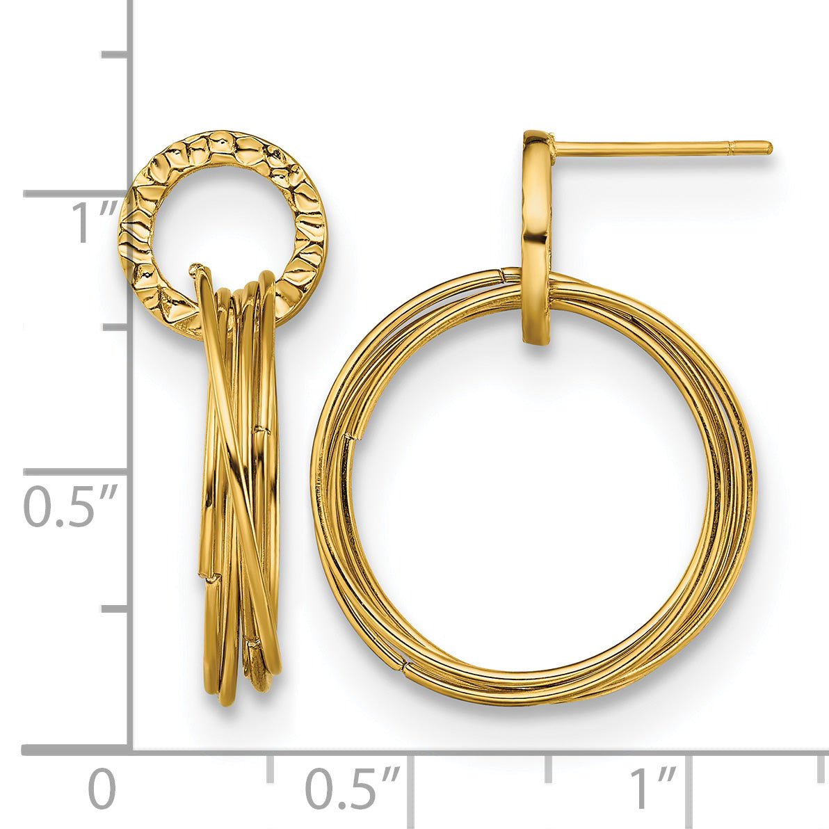 Stainless Steel Gold-Tone Polished Textured Drop Dangle Earrings for Women