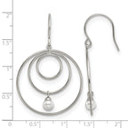 Stainless Steel Polished Pear Simulated Pearl Drop Dangle Earrings for Women