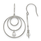 Stainless Steel Polished Pear Simulated Pearl Drop Dangle Earrings for Women