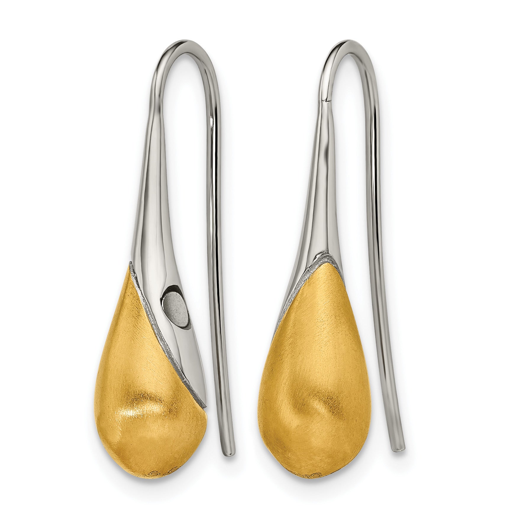 Stainless Steel Ion-Plated Polished & Brushed Drop Dangle Earrings for Women Secondary image