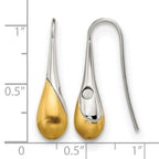 Stainless Steel Brushed & Polished Yellow IP Magnetic Shepherd Hook Earring