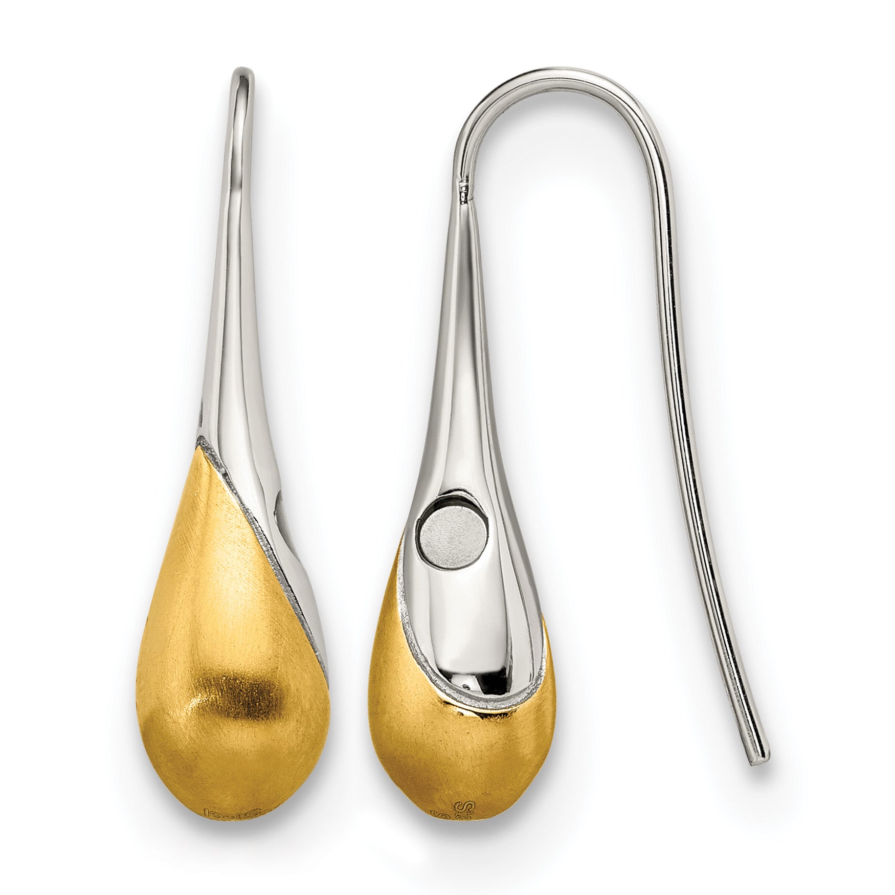 Stainless Steel Ion-Plated Polished & Brushed Drop Dangle Earrings for Women
