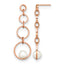 Stainless Steel Rose Gold-Tone Polished Pear Simulated Pearl Drop Dangle Earrings for Women