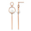 Stainless Steel Rose Gold-Tone Polished Pear Simulated Pearl Drop Dangle Earrings for Women