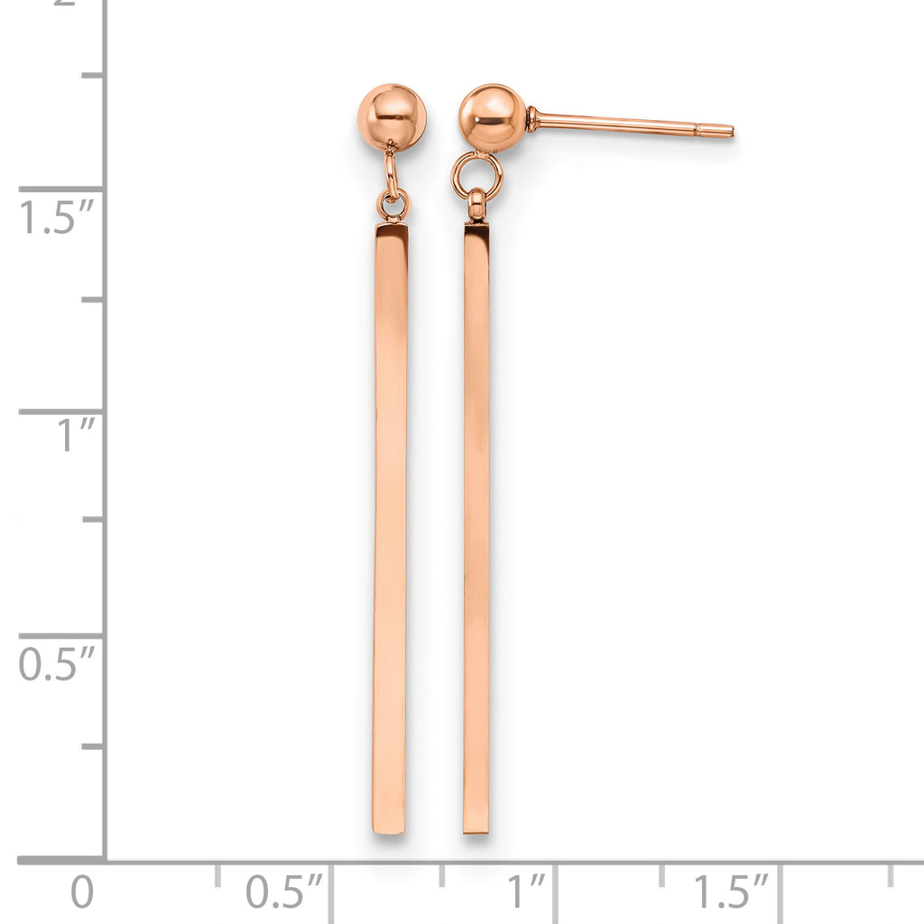Stainless Steel Rose Gold-Tone Polished Drop Dangle Earrings for Women