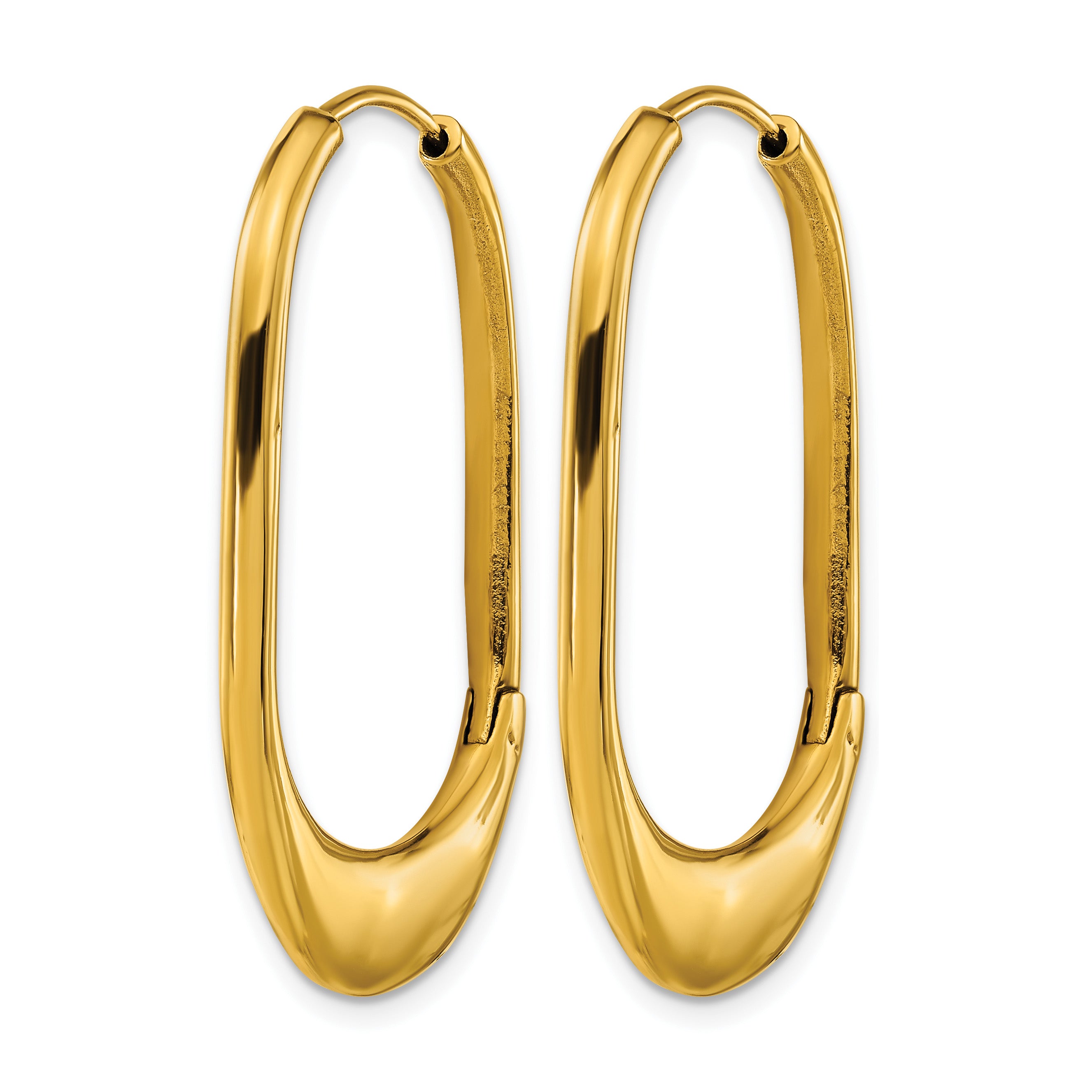 Stainless Steel Gold-Tone Polished Hinged Huggie Hoop Earrings for Women