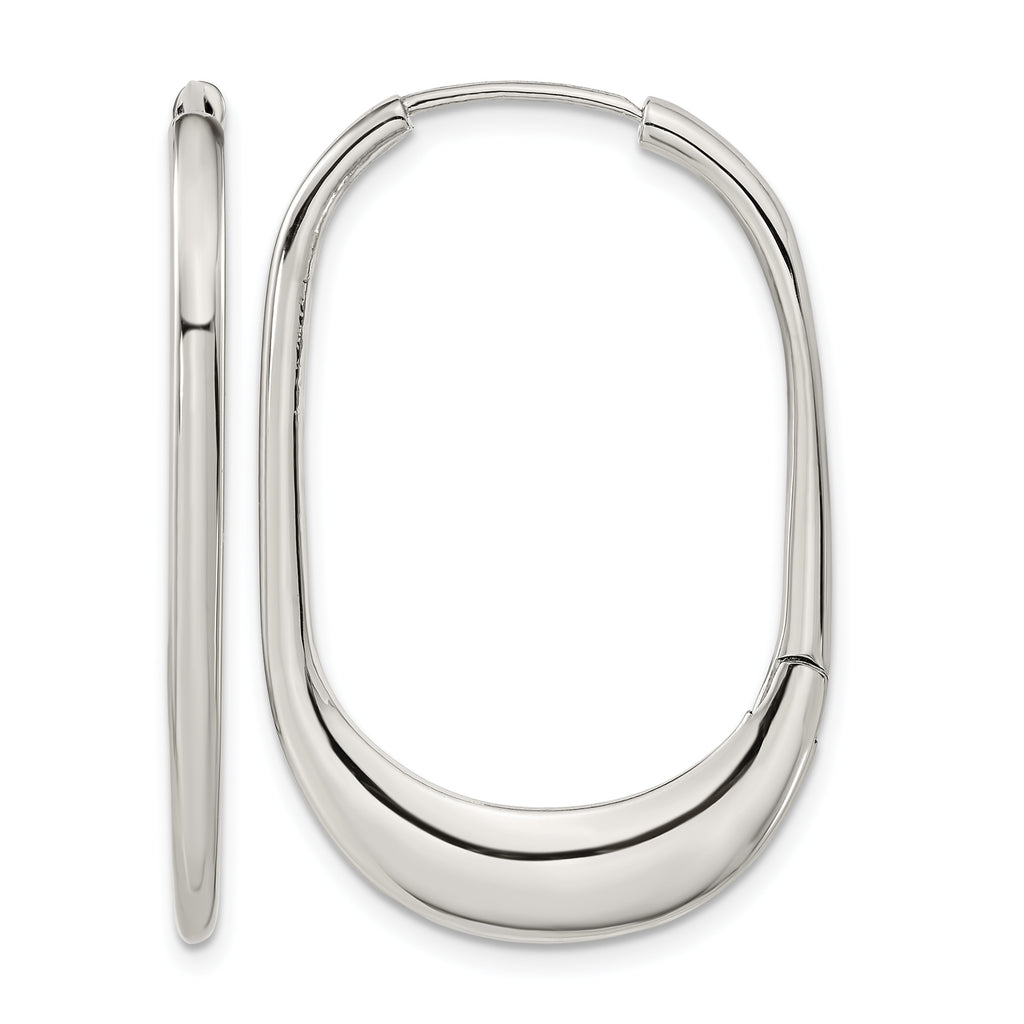 Stainless Steel Polished Hinged Huggie Hoop Earrings for Women