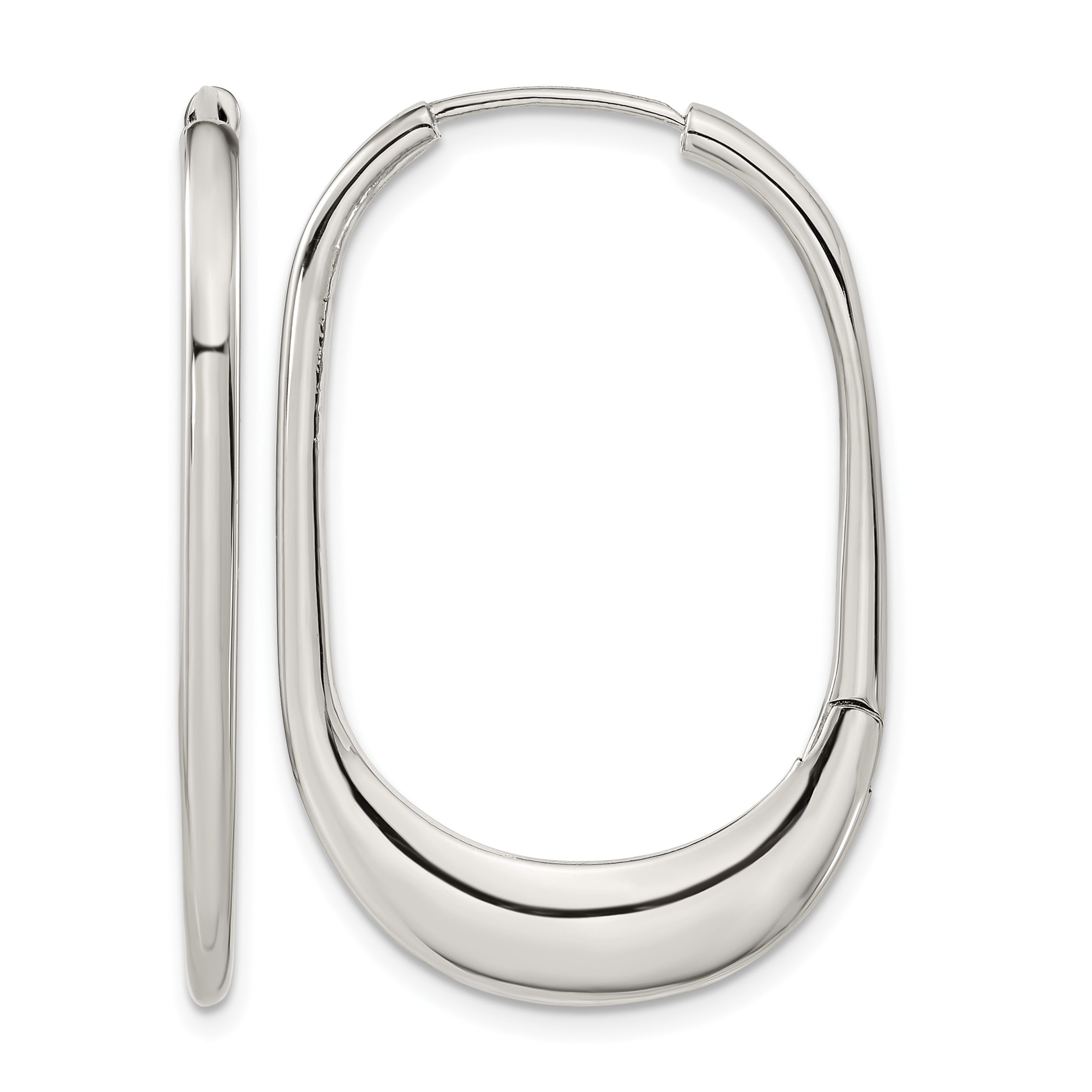 Stainless Steel Polished Hinged Huggie Hoop Earrings for Women