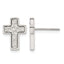 Stainless Steel Polished & Brushed Textured Cross Button Earrings