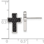 Chisel Stainless Steel Brushed Polished and Textured Black IP-plated Cross Post Earrings