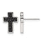 Stainless Steel Black Polished & Brushed Textured Cross Button Earrings