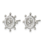 Stainless Steel Polished Lab-Created Crystal Button Earrings for Women